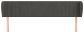 Κεφαλάρι με Πτερύγια Σκούρο Γκρι 183x23x78/88 εκ. Βελούδινο - Γκρι