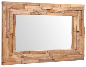 Καθρέφτης Διακοσμητικός Ορθογώνιος 90 x 60 εκ. από Ξύλο Teak - Καφέ