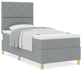 vidaXL Box Spring Bed with Mattress Light Grey 100x200 εκ. Ύφασμα