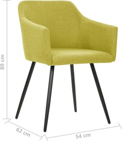 vidaXL Καρέκλες Τραπεζαρίας 2 τεμ Πράσινες Υφασμάτινες