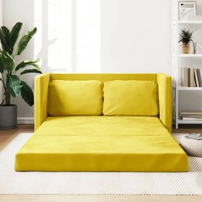 Καναπές-Κρεβάτι Δαπέδου 2σε1 Σκ. Κίτρινο 122x204x55 εκ. Βελούδο - Κίτρινο