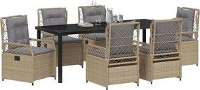 vidaXL Σέτ φαγητού για κήπο 7 pcs Μπέζ και Ανοιχτό Γκρι