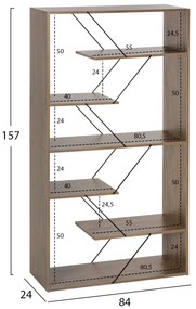 ΒΙΒΛΙΟΘΗΚΗ TARS HM2240.13 OLIVE GREY ΜΕΛΑΜΙΝΗ-ΜΑΥΡΕΣ ΜΕΤΑΛΛΙΚΕΣ ΒΕΡΓΕΣ 84x24x157Yεκ.