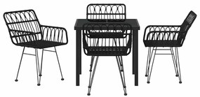 vidaXL Σέτ φαγητού για κήπο 5 pcs Μαύρο Πολυ ράταν