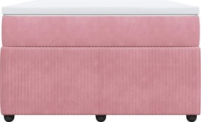vidaXL Κρεβάτι Boxspring με Στρώμα Ροζ 120x190 εκ. Βελούδινο