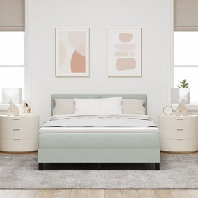 vidaXL Κρεβάτι Box Spring  με Στρώμα Ανοιχτό Γκρι 140x200 εκ. Βελούδο