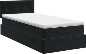 vidaXL Κρεβάτι Ottoman με στρώμα Μαύρο 100 x 200 cm Βελούδο