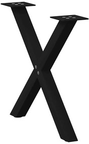 vidaXL Πόδια Τραπεζιού Σαλονιού σε Σχήμα Χ, 2 τεμ. Μαύρο, Ατσάλι 60x(42-43) εκ.