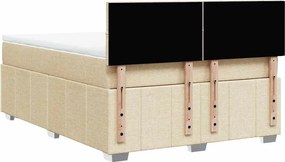 vidaXL Κρεβάτι Boxspring με Στρώμα Κρεμ 140x190 εκ. Υφασμάτινο