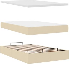 vidaXL Οθωμανικό κρεβάτι με στρώμα &amp; LEDs Cream 120x190cm ύφασμα