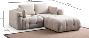 Corner Sofa Amaris 2 Seater With Pouffe - Beige Beige