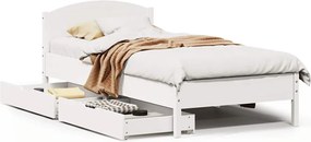 vidaXL Σκελετός Κρεβατιού Χωρίς Στρώμα Λευκό 100x200 εκ. Μασίφ Πεύκο