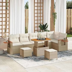 vidaXL Σετ Καναπέ Κήπου 9 pcs μπεζ και κρεμ 90 x 55 x 71 cm