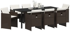 vidaXL Σετ Τραπεζαρίας Κήπου 9 Τεμαχίων με Μαξιλάρια Καφέ Ρατάν Πολυ
