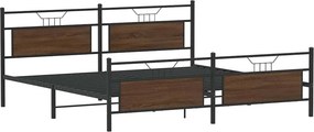 vidaXL Σκελετός Κρεβ. Χωρίς Στρώμα Καφέ Δρυς 200x200 εκ. Μεταλλικό