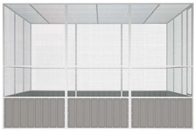 vidaXL Κλουβί Πουλιών Γκρι 302,5x324,5x211,5 εκ Γαλβανισμένο Χάλυβα