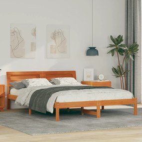 vidaXL Σκελετός Κρεβατιού Καφέ κεριού 140 x 200 cm Μασίφ ξύλο πεύκου