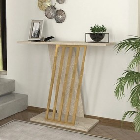 Megapap Κονσόλα Gravity Travertine - Χρυσό 90x29,6x76,8εκ.