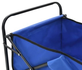 vidaXL Τρόλεϊ Καρότσι Χειρός Πτυσσόμενο Μπλε Ατσάλινο