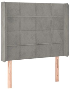 vidaXL Κεφαλάρι με Πτερύγια Ανοιχτό Γκρι 93x16x118/128 εκ. Βελούδινο