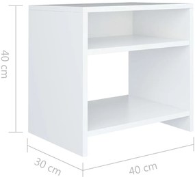 vidaXL Κομοδίνο Λευκό 40 x 30 x 40 εκ. από Επεξ. Ξύλο