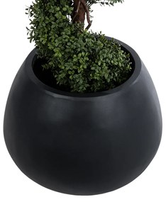 GloboStar® Artificial Garden COLOMBO 20695 Διακοσμητικό Πολυεστερικό Τσιμεντένιο Κασπώ Γλάστρα - Flower Pot Μαύρο Φ60 x Υ45cm