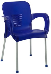 Armchair Feast PP color dark blue-aluminum leg 59x58x81 εκ.