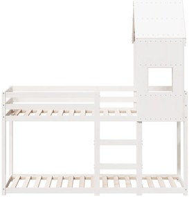 vidaXL Κουκέτα με Οροφή Λευκό 90x190 εκ. από Μασίφ Ξύλο Πεύκου