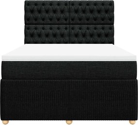 vidaXL Κρεβάτι Boxspring με Στρώμα Μαύρο 140x200 εκ. Υφασμάτινο