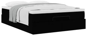 vidaXL Οθωμανικό κρεβάτι με στρώμα Μαύρο 140x190cm Συνθετικό δέρμα
