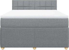 vidaXL Κρεβάτι Boxspring με Στρώμα Ανοιχτό Γκρι 140x200 εκ. Υφασμάτινο