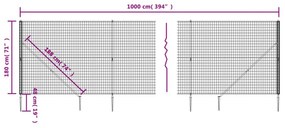 Συρματόπλεγμα Περίφραξης Ανθρακί 1,8 x 10 μ. με Καρφωτές Βάσεις - Ανθρακί