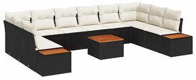 vidaXL Σετ Καναπέ Κήπου 11 pcs Μαύρο και κρεμ 344 x 209 x 85 εκ
