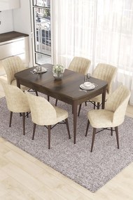 Extendable Dining Table &amp; Chairs Set (7 Pieces) Eva - Baroque, Cream Baroque
Cream