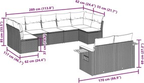 vidaXL Σαλόνι Κήπου Σετ 9 τεμ. Μπεζ Συνθετικό Ρατάν με Μαξιλάρια