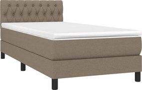 vidaXL Κρεβάτι Boxspring με Στρώμα &amp; LED Taupe 100x200 εκ. Υφασμάτινο