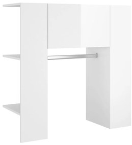 vidaXL Ντουλάπι Διαδρόμου Γυαλιστ. Λευκό 35x34x90εκ.Επεξεργασμένο Ξύλο