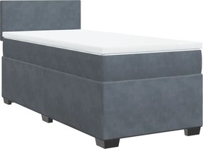 vidaXL Κρεβάτι Boxspring με Στρώμα Σκούρο Γκρι Single Βελούδινο