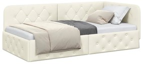 vidaXL Κρεβάτι Γωνίας Κρεμ 90 x 200 cm Βελούδο