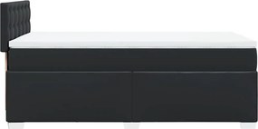 vidaXL Κρεβάτι Boxspring με Στρώμα Μαύρο 90x190εκ. από Συνθετικό Δέρμα