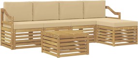vidaXL Σειρά Καναπέ Εξωτερικού 6 pcs Λευκό και Μπεζ Πολυεστέρας