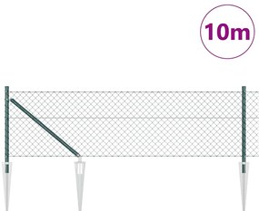 vidaXL Φράκτης από αλυσίδα με στύλους Πράσινο 0.8 x 10 m Ατσάλι