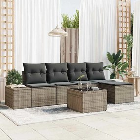 vidaXL Σετ Καναπέ Κήπου 6 pcs Ανοιχτό γκρι Πολυ rattan, βαμμένο ατσάλι