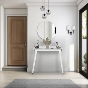 Stewehome Λευκή κονσόλα με καθρέφτη για την είσοδο με πόδια Λευκό 32x77x77 cm