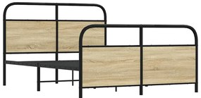 vidaXL Σκελετός Κρεβ. Χωρίς Στρώμα Sonoma Δρυς 140x200 εκ. Μεταλλικό