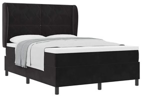 vidaXL Κρεβάτι με ελατήρια με στρώμα Μαύρο 140 x 190 cm Βελούδο