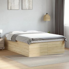 vidaXL Πλαίσιο Κρεβατιού Sonoma Δρυς 135x190 εκ. Επεξεργασμένο Ξύλο