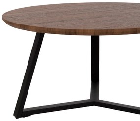 ΤΡΑΠΕΖΙ ΣΑΛΟΝΙΟΥ ΣΤΡΟΓΓΥΛΟ ROCKET HM9586.04 MDF WALNUT-ΜΑΥΡΗ ΣΑΓΡΕ ΒΑΣΗ Φ80x42Υεκ.