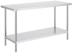 VEVOR Stainless Steel Work Prep Table Commercial Worktable Food Prep 24x60x34in