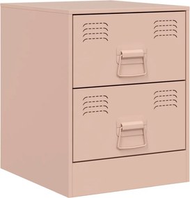 vidaXL Κομοδίνο Ροζ 34,5 x 39 x 44 εκ. από Χάλυβα